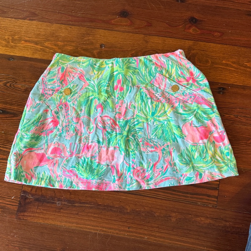 Lilly Pulitzer Tropical Flamingo Mini Skirt - Pink & Turquoise